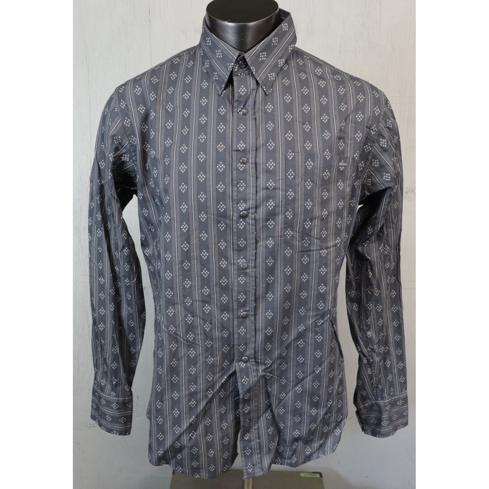 TIN HAUL Pearl Snap Long Sleeve Button Front Shirt Size L Gray Geometric Western